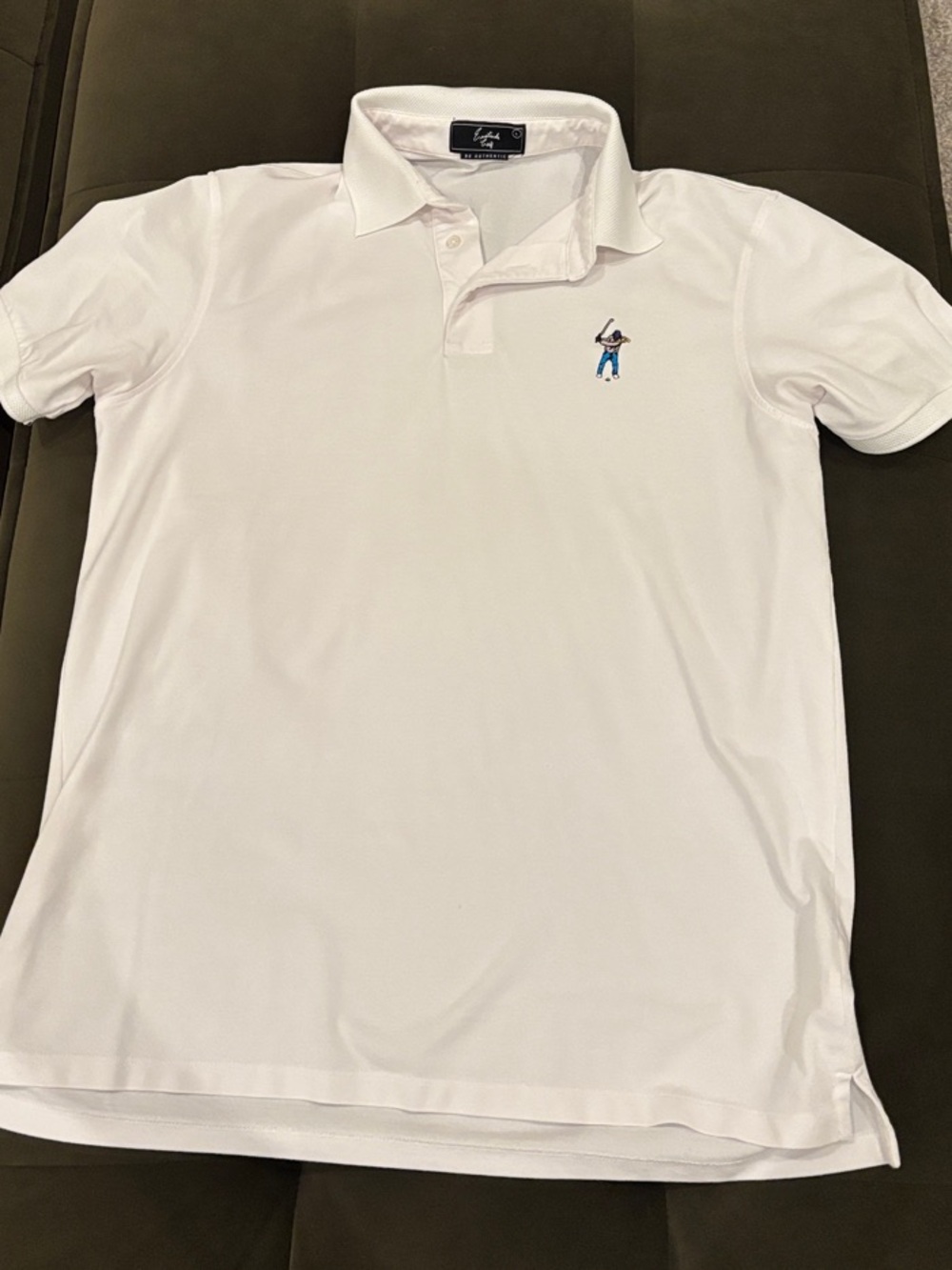 Eastside Golf White Polo Shirt with Embroidered Golfer - Classic Men's Polo